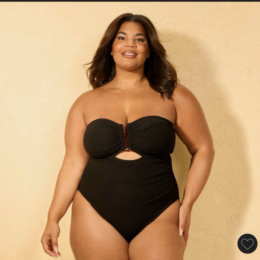 Black Textured One-Piece Swimsuit